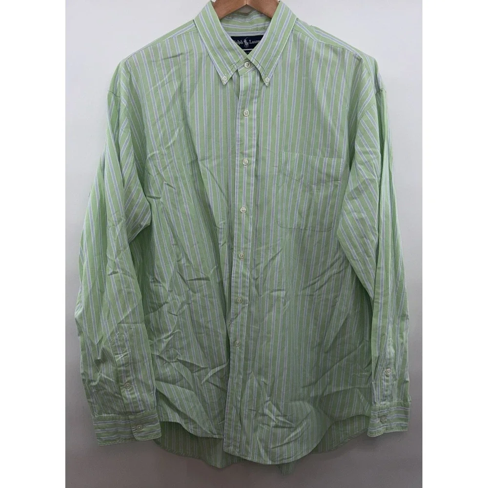 Polo Ralph Lauren Blake Mens 2XL XXL Long Sleeve Striped Button Down 100% Cotton